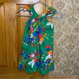 Crewcuts Girls Size 4 Tropical Print Ruffle Green Dress- NWT